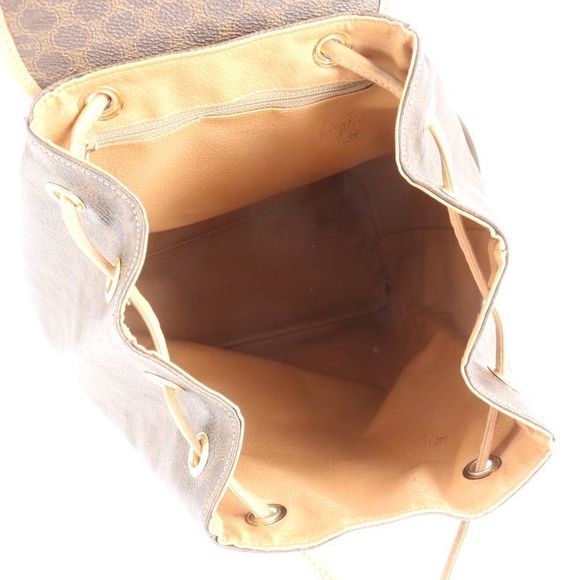 Vintage Celine Macadam Leather Backpack Sac Backpack Brown Gold Hardware - Picture 7 of 9